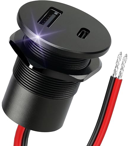 ELCART Double USB Panel Socket – 12/24V DC – Self-Locking – For Camper, Car, Boat, Motorcycle – 08/01526