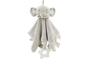 FenFang Przytulanka dla niemowląt ze słoniem, pluszowa przytulanka płaska kwadratowa chusteczka, grzechotka zabawka do przebudzenia, 0, 3, 6, 9 miesięcy, kocyk kojący ręcznik dla dzieci, dziewczynek,