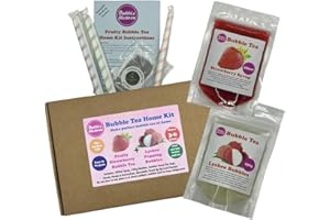 BUBBLE HEAVEN Fruity Strawberry with Lychee Popping Bobas Bubble Tea Kit 3 to 6 Drinks