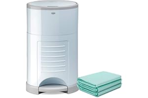 Korbell Classic Nappy Bin & Disposable Liner Bundle Lasting Up to 10 months | 44 weeks Hygienic, Odour Trapping & Hands Free | Includes 4 Packs of Biodegradable Liners | Pastel Blue