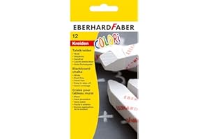 Eberhard Faber Colori 525000 Wall Blackboard Chalks in Cardboard Box 12 White Chalks Easy Wipe Clean Dust-Free for School and Leisure