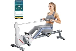 VEVOR Tyst magnetisk paddelmaskin, med 16 justerbara motståndsnivåer, med dubbla glidskenor och LCD-skärm, kompatibel med Bluetooth-app, 1450 x 480 x 585 mm