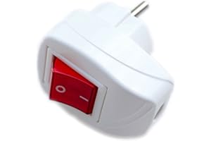 MAKEL Enchufe Schuko de PVC con Interruptor, Iluminado, Conector Electrico, Clavija de Enchufe, Color Blanco, 250 V, 16 A