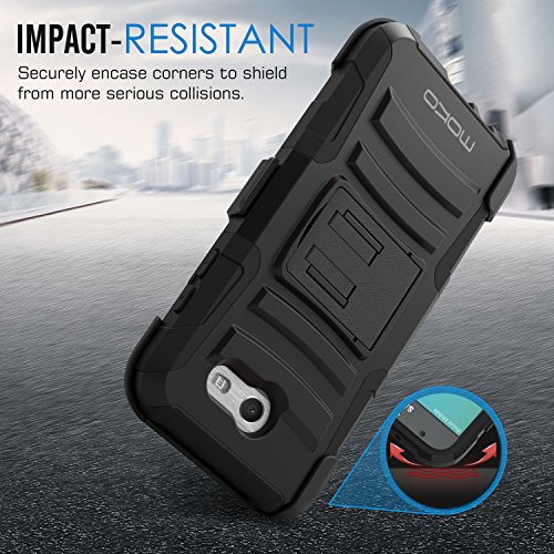 MoKo Galaxy J3 2017   J3 Emerge Funda - Cuerpo de Resistente Giratoria con Clip Anti-Choque de Doble Capa Case Cover para Samsung Galaxy J3  2017    Galaxy J3 Emerge NO APTA Galaxy J3 2016   2015    Negro
