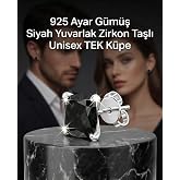 Lunexa 925 Ayar G&uuml;m&uuml;ş Siyah Zirkon Taşlı &Ccedil;ivi K&uuml;pe Unisex Minimal K&uuml;pe 3 mm 4 mm 5 mm 6 mm 7 mm Parlak Taş Antialerjik Klipsl