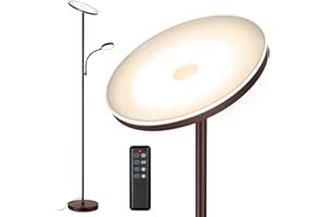 OUTON LED Floor Lamp with Reading Lamp, Mother/Father Parent & Child Uplighter and Spotlight Design Floor Lamp, Dimmable Standing Lamp, Remote & Touch Control for Living Room Bedroom Office, Bronze