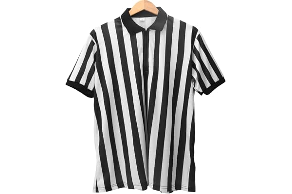 Yuehuamech Maillot d'arbitre officiel officiel pour homme - Rayures noires et blanches - Col retourné - Pour basket-ball, football
