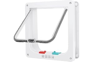 Katzentür, Sicherheits-Haustier-Tür mit 4-Wege-Schloss, wetterfest-einfache Installation Cat Klappe Tür für Innen Außentür, F