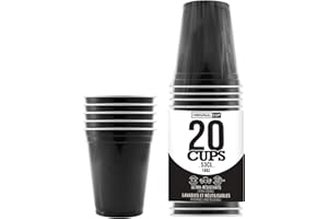 ORIGINAL CUP Pack de x20 Original Black Cups Officiels | Gobelets Américains 53cl Noirs | Beer Pong | Qualité Premium | Gobelets en Plastique Réutilisables | Lavables Main et Lave-Vaisselle | OriginalCup®