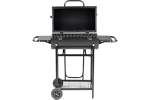 ARSARD Enrico Coveri Barbecue a Carbone Rettangolare XL Con Coperchio Affumicatore E Struttura in Acciaio, 2 Piani Cottura e 3 Ripiani, Per Terrazzo, Balcone E Giardino