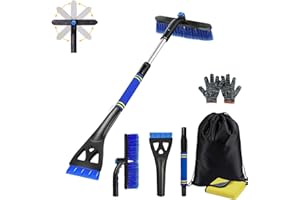 NHYDZSZ Skrobaczka do lodu i szczotka do śniegu, zdejmowana, z miękkim antypoślizgowym uchwytem, do samochodu, ciężarówki, SUV-a