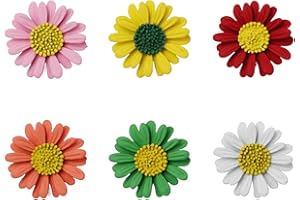 UTMACH 6 Stück Anstecknadeln Emaille Daisy Brosche Blumen Broschen Gänseblümchen Brosche für Pullover Schals Kleider Anzüge Rucksäcke Taschen