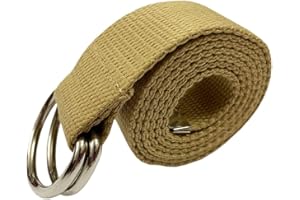 Oneyijun Trenzado Lienzo Cinturón Mujeres Hombres con Doble Plata Metal Hebilla con anilla en D Casual Unisexo 113cm