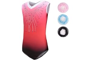 Sinoem Justaucorps de Gymnastique Fille Manches Longues Couleur Dégradé Multicolore Leotard Danse Ballet pour Enfant 3-12 Ans
