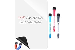 Sliandtelly Magnetic Small Whiteboard Sheet for Fridge, 30 x 20 cm Mini Magnet White Board for Home Kitchen, Easy Clean Family Planner, Erasable Reminder Notice Board for Refrigerator, 3 Marker Pens