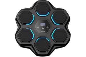 Prixton Machine de Boxe Musicale Combat BM100, 9 Niveaux de Difficulté, Lumières électroniques guidées, Effets Sonores, Système de Fixation Murale, Écran Tactile, Bluetooth, Gants Inclus