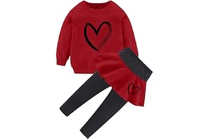 Ella Lust Toddler Valentine's Day Outfit Clothing Sets - Cute Girl Gifts Love Print Long Sleeve Top +Trousers Skirt Outfits Kids Aged 2-6 Years