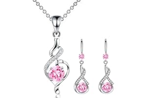 APMGONT Silver Jewellery Sets for Women, Women Crystal Teardrop Necklaces and Earrings Sets, Silver Women's Jewellery Sets with Zirconia Hook Dangle Earrings Gift for Birthday Christmas
