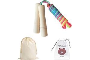 MEMOFYND 1 corda per saltare con 2 borse portaoggetti, corda per saltare con manico in legno, corda per saltare regolabile, corda per saltare colorata per bambini, adatta per sport e fitness (colore)