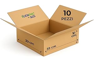 G.M. DISTRIBUZIONE GM 10 Scatole Cartone Avana 39x39x10 h cm - Mono Onda Resistenti per Imballaggio, Spedizioni e E-Commerce - Cartoni Trasloco e Packaging Riciclabile, Vari formati, Ideali per Uffici e Aziende