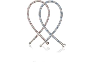 ROSYLEVE 2 sztuki węży przyłączeniowych, G3/8 x M10, pleciony wąż przyłączeniowy ze stali nierdzewnej, wąż pancerny, 60 cm, wąż przedłużający do węża, kranu, bateria mieszakowa, 2 sztuki