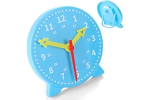 Ailvor Learning Clock, Teaching Clock for Children, Demonstration Clock, Telling the Time Clock Educational Toy for Kids Home School (Blue)