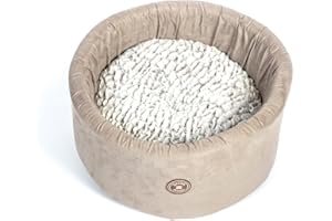 Danish Design Arctic Cream Faux Suede Removable Cushion Machine Washable Cat/Kitten Cosy Bed 51 cm Medium