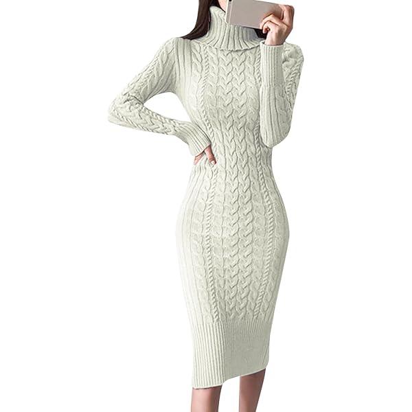 Robe Femme Manches Longues En Tricot - Col En V, Taille Haute, Jupe à Feuilles - Minceur Et élégante (hiver/printemps)