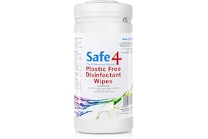 Safe4 Disinfectant Wipes – Eco-Friendly Biodegradable Fabric, Apple Scented Formula, Kills Viruses & Bacteria - Tub of 100