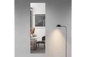 SKY-TOUCH 4PCS 30 * 30cm Glass Full Length Wall Mirror Tiles : Frameless Wall Mounted Mirror for Home Office Bedroom Living Room Bathroom Door Gym