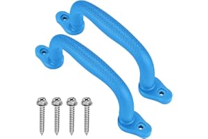 SELEWARE Blue Playground Safety Grab Handles, Non-Slip Plastic Kids Playground Handles for Playhouse, Treehouse, Climbing Frame, Jungle Gym, Swing Set, 2 Pack