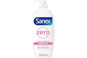 SANEX - Pompe Gel douche Zéro Sensitive Pompe - Peaux sensibles - sans savon - Hypoallergénique - 700ml