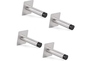 AFFIXARC Pack of 4 Door Stoppers for Skirtings with Noise Dampening Rubber, 2-in-1 Installation with 3M VHB Self Adhesive Tape or Screws, Floor and Wall Mounted Door Stop Indoors