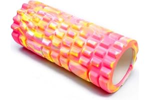 TNP ACCESSORIES Foam Roller for Muscle Massage with Ultra Lightweight Hollow Core Muscle Roller for Deep Pain Relief in Your Aching Legs and Body. Ideal for Runner Cyclist Footballer (Pink+Yellow Coloured)