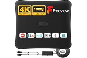 BAOLUOD TV Aerial Indoor-Amplified Smart Digital 4K 1080P, Support All Older TV's with Amplifier Connector for Freeview Channels