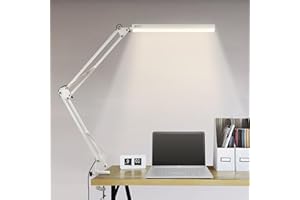 BIENSER Lampa Biurkowa LED z Zaciskiem (Swing Arm - Biały)