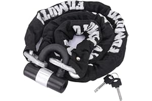 FD-MOTO 1.8M*10mm Steel Heavy Duty Anti-Theft Motorbike Chain Lock Padlock Motorcycle Bike Scooter Bicycle Lock Black&White