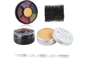 Mysense Nose and Scar Wax (1.4 Oz) Fake Coagulated Blood Gel 6 Colors Bruise Wheel Face Body Paint with Spatula Sponge for Zombie Special Effects Halloween Feastival