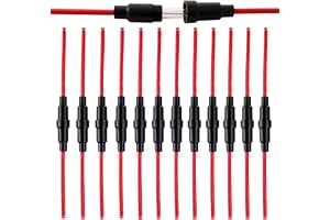 QitinDasen 12 st professionella 6 x 30 mm AGC säkringshållare, 32 V 20 A inline-skruvtyp säkringslåda med 16 AWG tråd, för sn