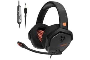 NUBWO N16 Auriculares con Cable - Micrófono con Cancelación de Ruido, Sonido Estéreo y Diseño Cómodo para PS5, PS4, XboxOne, NS, PC, Computadora Portátil y Mac - Naranja