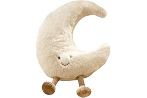 PORUPAEL 14in Sun Moon Plush Pillow Adorable Cuddle Plush Toy Soft Throw Pillows Plush Car Seat Cushion Squishy Toys for Cuddling Napping Room Decor (Moon)