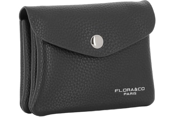 Porte-Monnaie et Cartes en Similicuir Souple - Portefeuille Pochette à Magnétique - Taille Petite - Pratique Léger - Noir