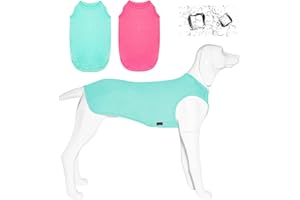 Kickred Pack of 2 Summer Dog Shirts, Quick-Drying Breathable Dog Clothes, Pet Sleeveless Vest, Lightweight Stretchy Tank Top, T-shirts for Large Dogs, Boys and Girls (Rose + Lake Blue, L)