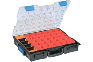 allit Valigetta per piccoli pezzi 454250 con clip di collegamento, scatole estraibili e coperchio resistente agli urti, EuroPlus Pro >K< 44/36, con 36 scomparti, dispositivo per veicoli, valigetta a