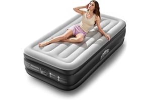 Airefina Colchón Hinchable Individual, Cama Hinchable con Bomba Eléctrica Incorporada, Colchon Hinchable para Cama de Huéspedes y Camping - 99 x 190 x 46cm