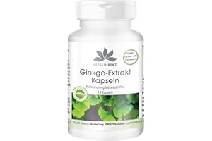 HERBA DIREKT Ginkgo Biloba Extrakt 95mg - mit Flavonen und Lactonen - vegan - 90 Kapseln | HERBADIREKT by Warnke Vitalstoffe - Deutsche Apothekenqualität