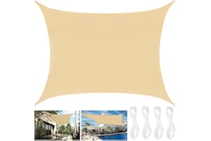 BARAKYEG Toldo Vela de Sombra Rectangular 2x3m Protección UV, Toldo con Protección Solar,Toldo de Vela Solar para Jardín Oxford a Prueba de Impermeable para Exteriores Patio Terraza Balcón,Beige