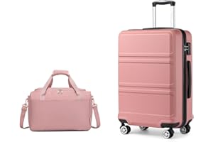 Kono Zestawy bagażowe Lekka walizka z twardą obudową ABS z zamkiem TSA + torba kabinowa Ryanair 40 x 20 x 25 cm, CIELISTY, 20 Inch Luggage Set