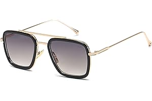 SHEEN KELLY Lunettes de soleil Hommes Femmes Rétro Pilote Carré Cadre en métal Rectangle Classique Mode Lunettes