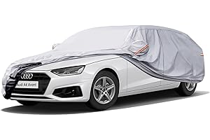 GUNHYI 6 Layers Estate Car Cover Waterproof Breathable, Heavy Duty Outdoor Car Cover with Cotton Lined, Universal fit Estate/Wagon (450-485 cm) for Audi A4 Avant, Volvo V60, Octavia Combi etc. Silver